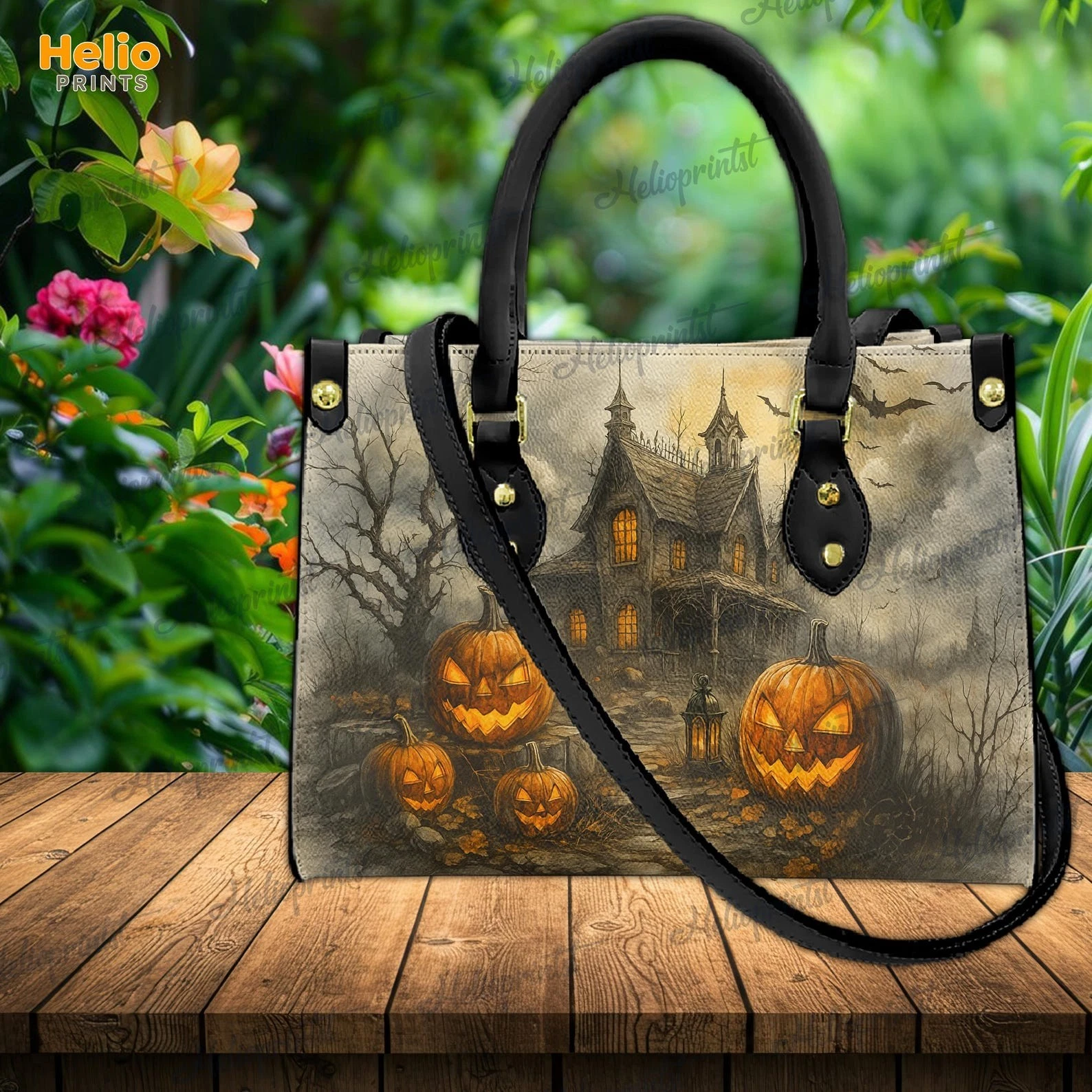 Haunted House Halloween Purse, Pumpkin Handbag