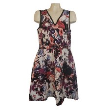 Simply Vera Vera Wang Floral V-Neck Sleeveless Fit & Flare Dress Purple Red L