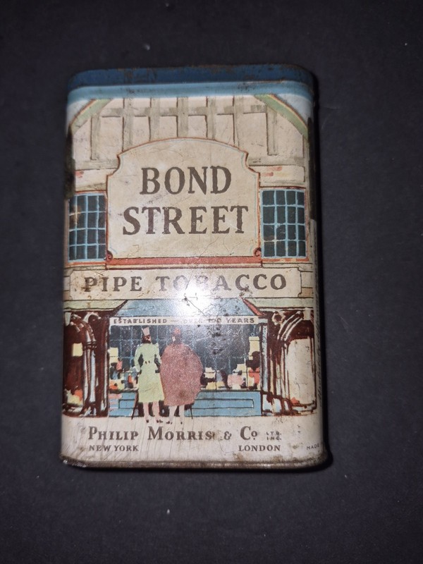 Vintage "Bond Street" Pocket Pipe Tobacco Tin - Philip Morris & Co,