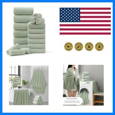 18 Piece Family Bath Towel Set Include 6 Bath Towels,6 Hand Towels and 6 Wash...
