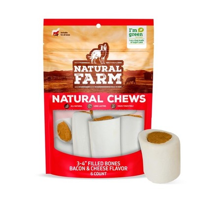 Bacon & Cheese Filled Bones (3-4 Inch, 6 Pack), Limited Ingredient, Natural S...