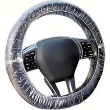 Disposable Steering Wheel Covers 100PCS PE Plastic Clear Protectors with Stretch
