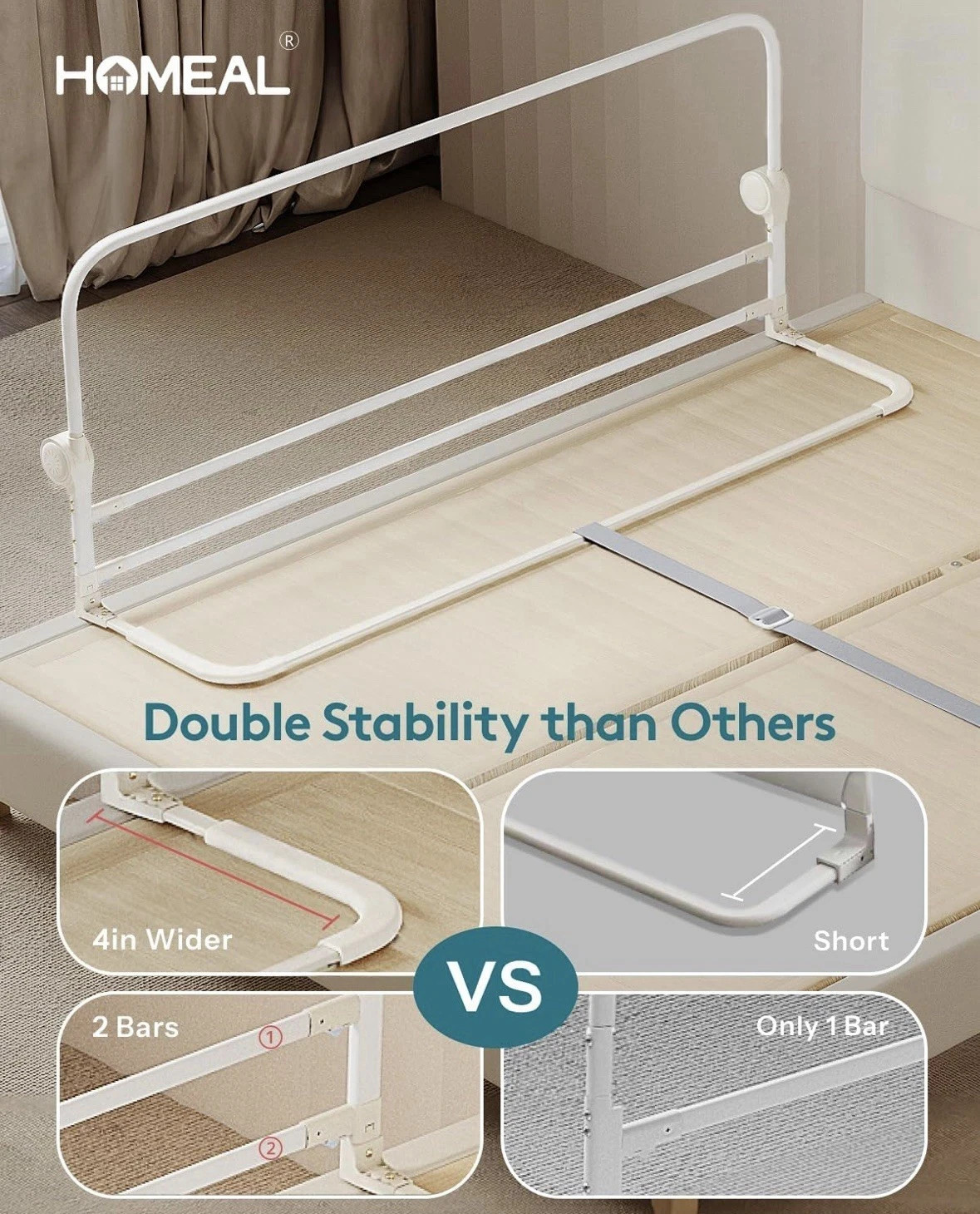 HOMEAL Bed Rail for Toddlers 59in Swing Down Baby Bed Rail Guard New