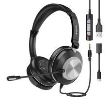 Voistek USB Headphones W/Microphone Laptop Wired Headphones Computer Headset