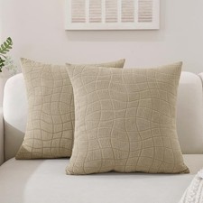 Waterproof Throw Pillow Covers 18x18 Inch Set of 18" x 18" Pack of 2 Khaki