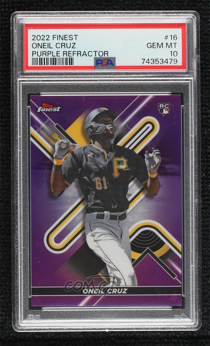 2022 Topps Finest Purple Refractor 191/250 Oneil Cruz #16 PSA 10 GEM MT 1bk5