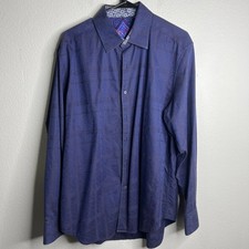 Robert Graham Men s Shirt XL Button Down Blue Long Sleeve Geometric Classic Fit
