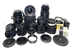 VIVITAR 9 LENS LOT 20mm 28mm WIDE ANGLES 75-300 35-105mm ZOOM ALL UNTESTED/AS IS