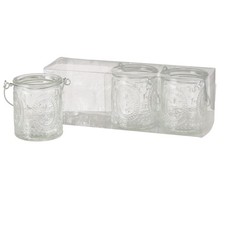 Boltze Windlicht Country (Glas, 3-tlg, transparent, 7 cm H&ouml;he, modernes Designs)