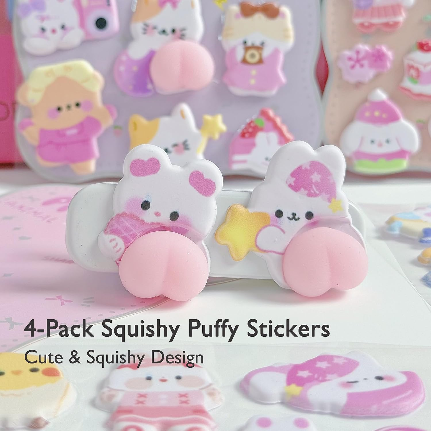 Cute 3D Stickers Bubble Foam Puffy Stickers 80+ Kawaii Animal Cartoon ...