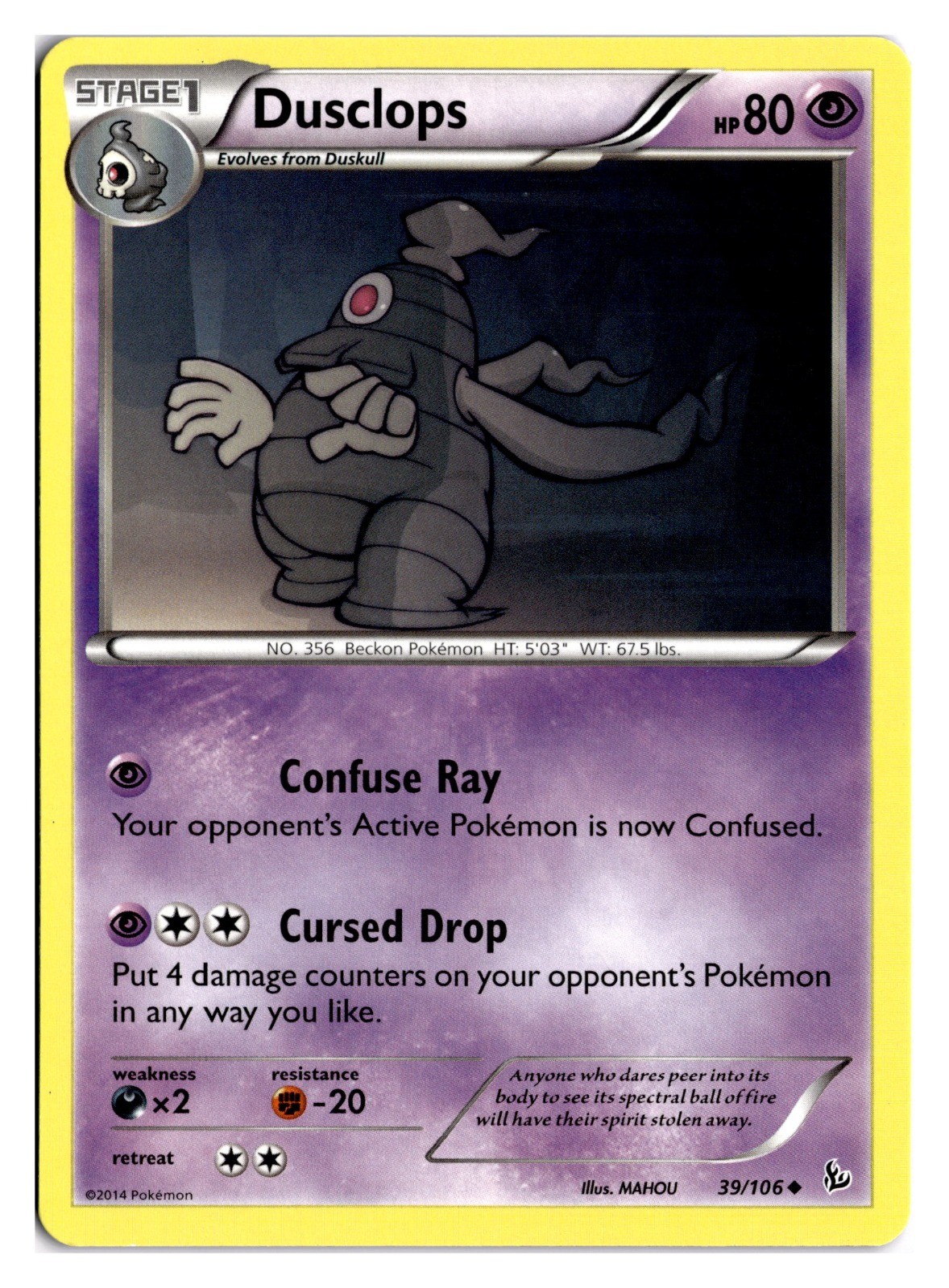 Dusclops Uncommon XY - Flashfire 39/106 NM