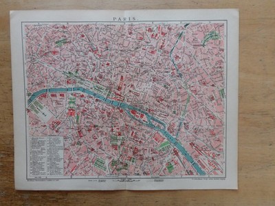 Orig.(1908) Lithographie Stadtplan Paris  (B1I)