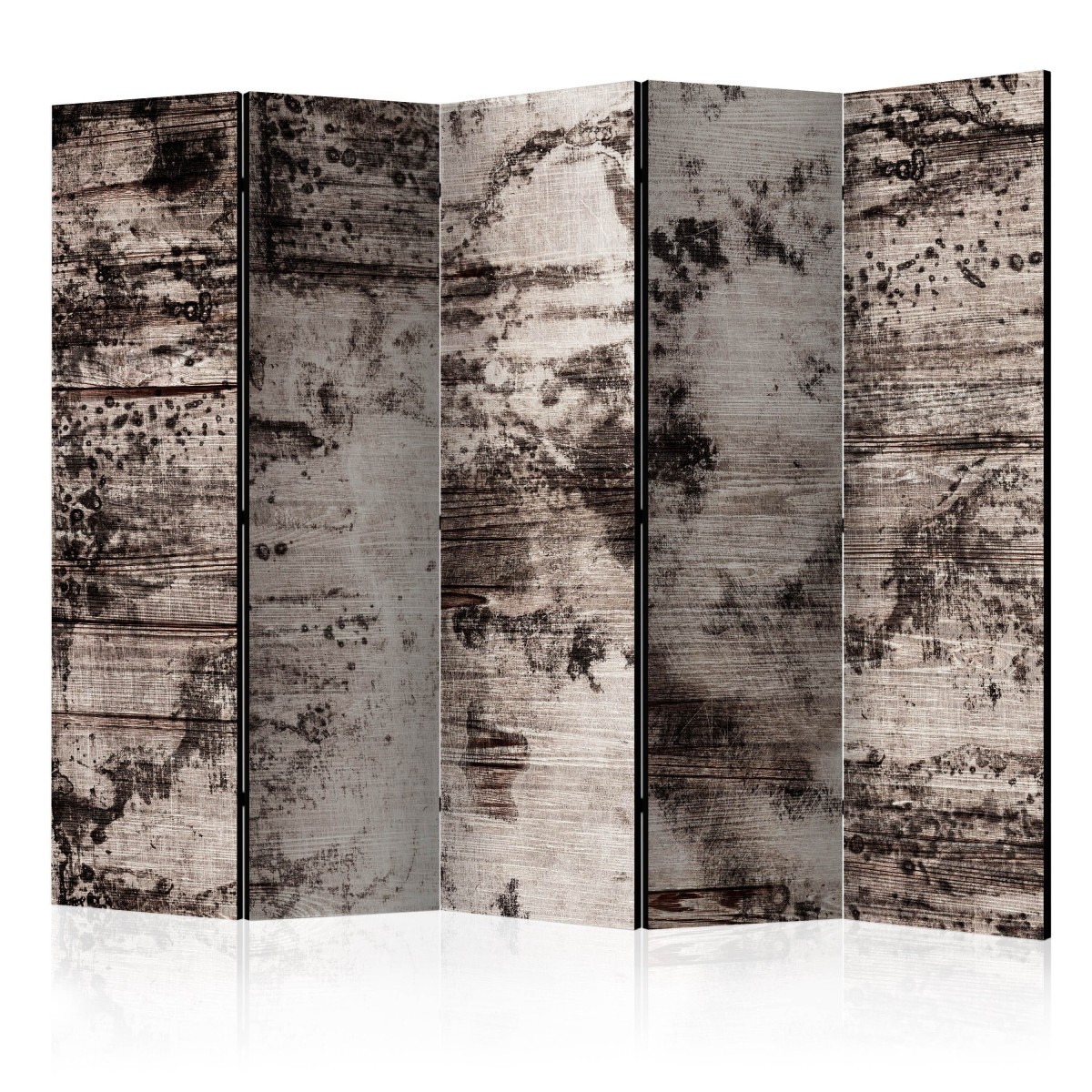 Paravent 5 volets Burnt Wood 172x225cm en bois anthracite