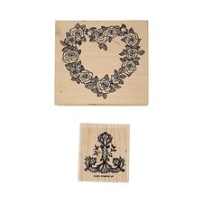 Rose Heart F2047, Elegant Embroidery 2001, Rubber Stamps Lot of 2 Vintage