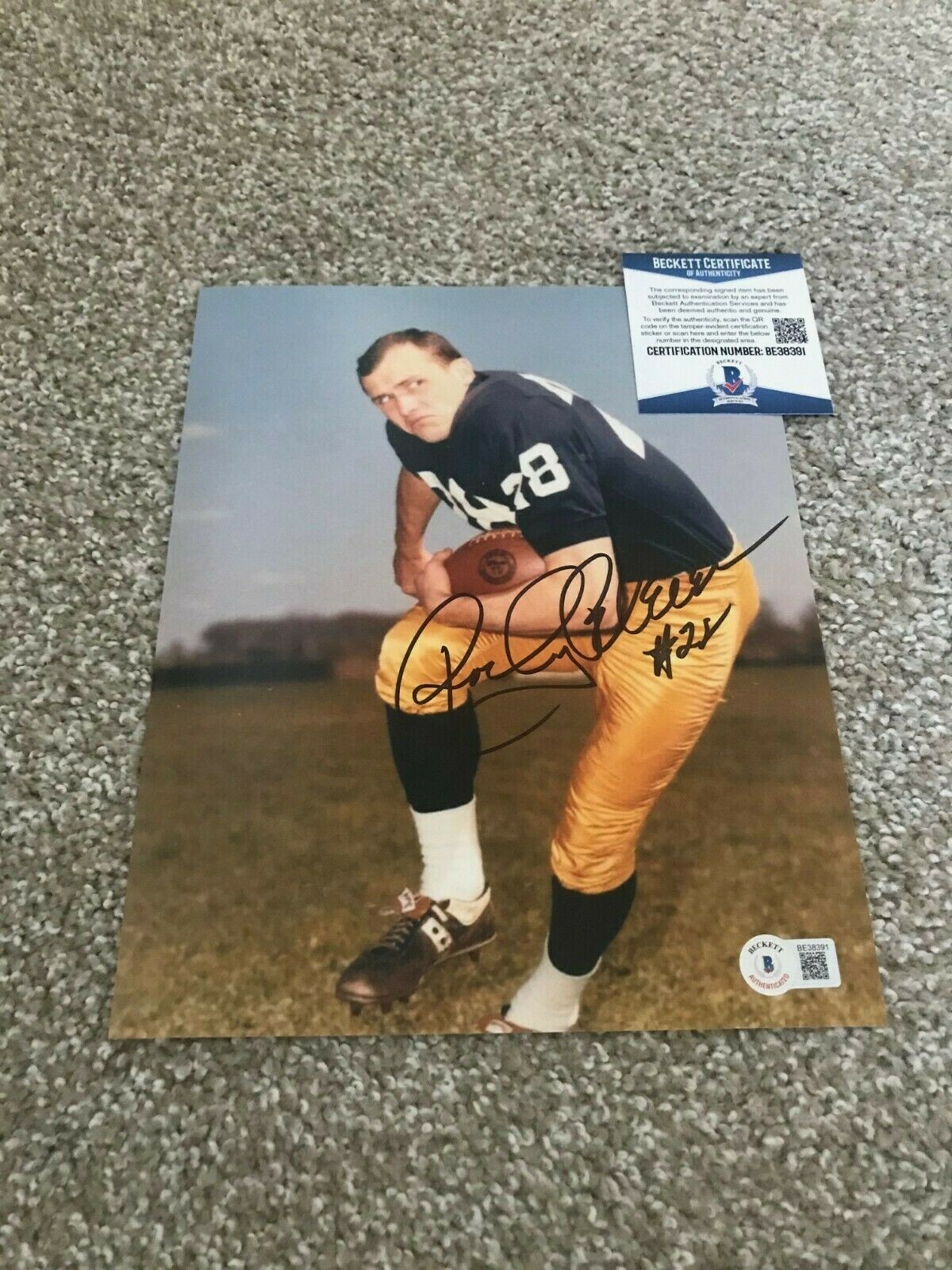 Warren Moon Autographed Signed Pittsburgh Steelers ROCKY BLEIER 8x10 Photo NOTRE DAME STEELERS BAS BECKETT B 