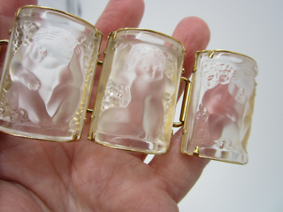 Gorgeous Lalique France Enfants Amongst Grapes Clear Crystal Panel