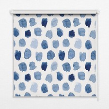 Roller Blind Window Office Home Blackout Quality Fabric Blue Painted Spots