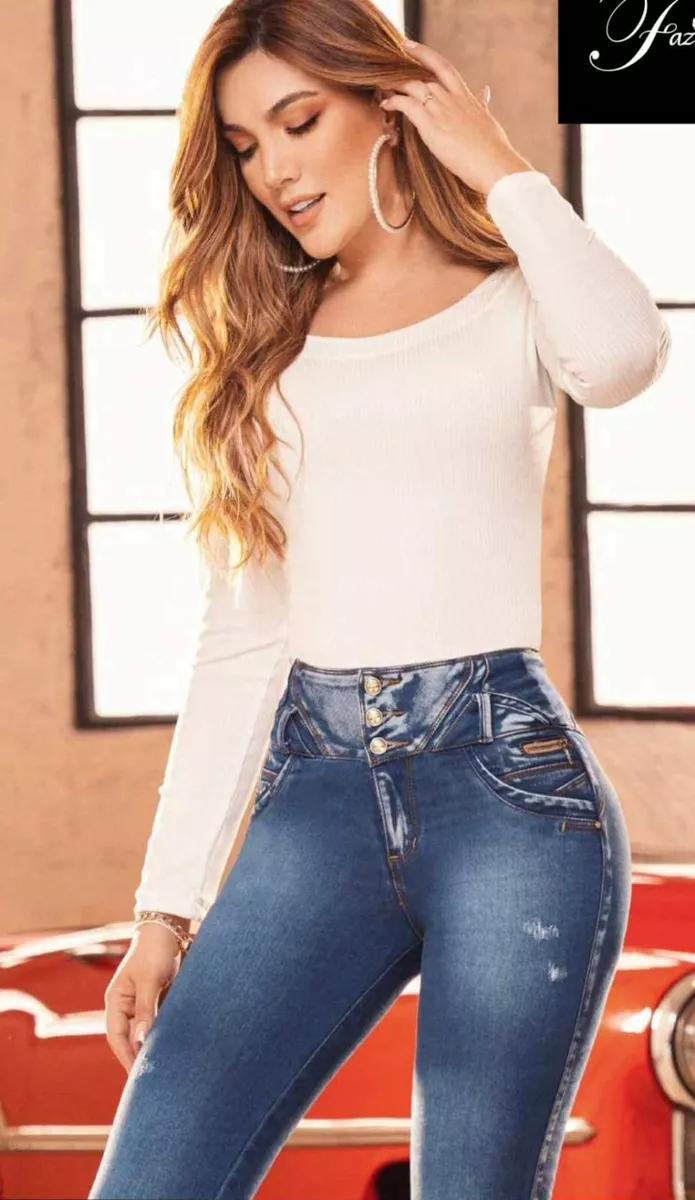 Jeans Mujer Pantalón Colombiano Mezclilla Strech Push Up P26