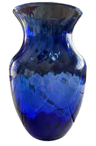 Vtg Mid Century Modern Abstract Black Bubble Glass Flower Vase