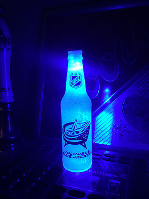 NHL Columbus Blue Jackets Hockey 12 oz Beer Bottle Light LED Bar