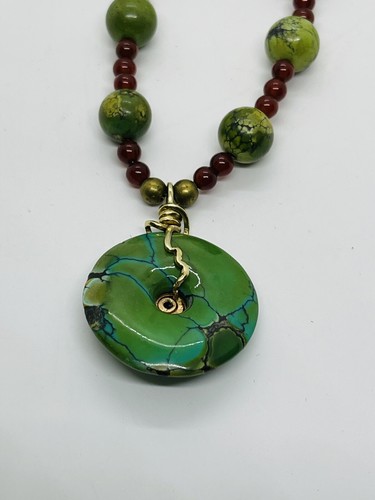 Vintage Tibetan Turquoise, Sapphire, & Garnet Bead Necklace - Picture 7 of 9