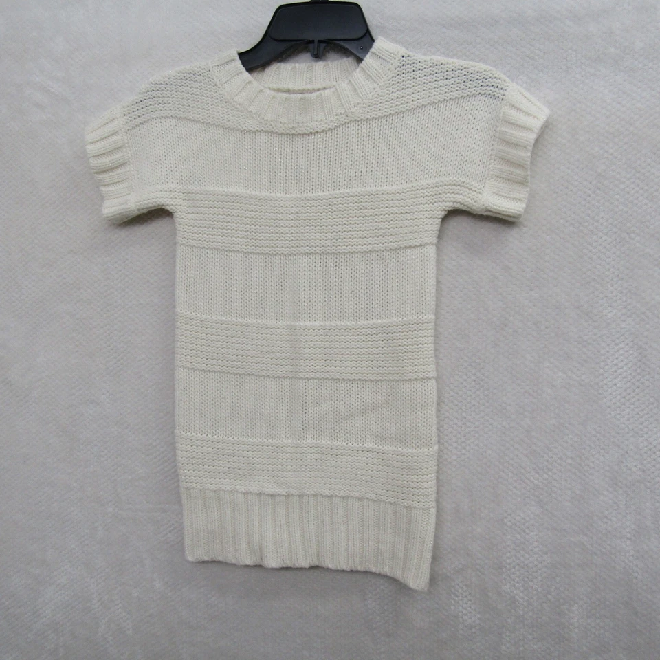 Suéter Arizona Niñas Beige Pequeño Manga Corta Cuello Redondo Pullover Informal Preppy Foto 2 de 4