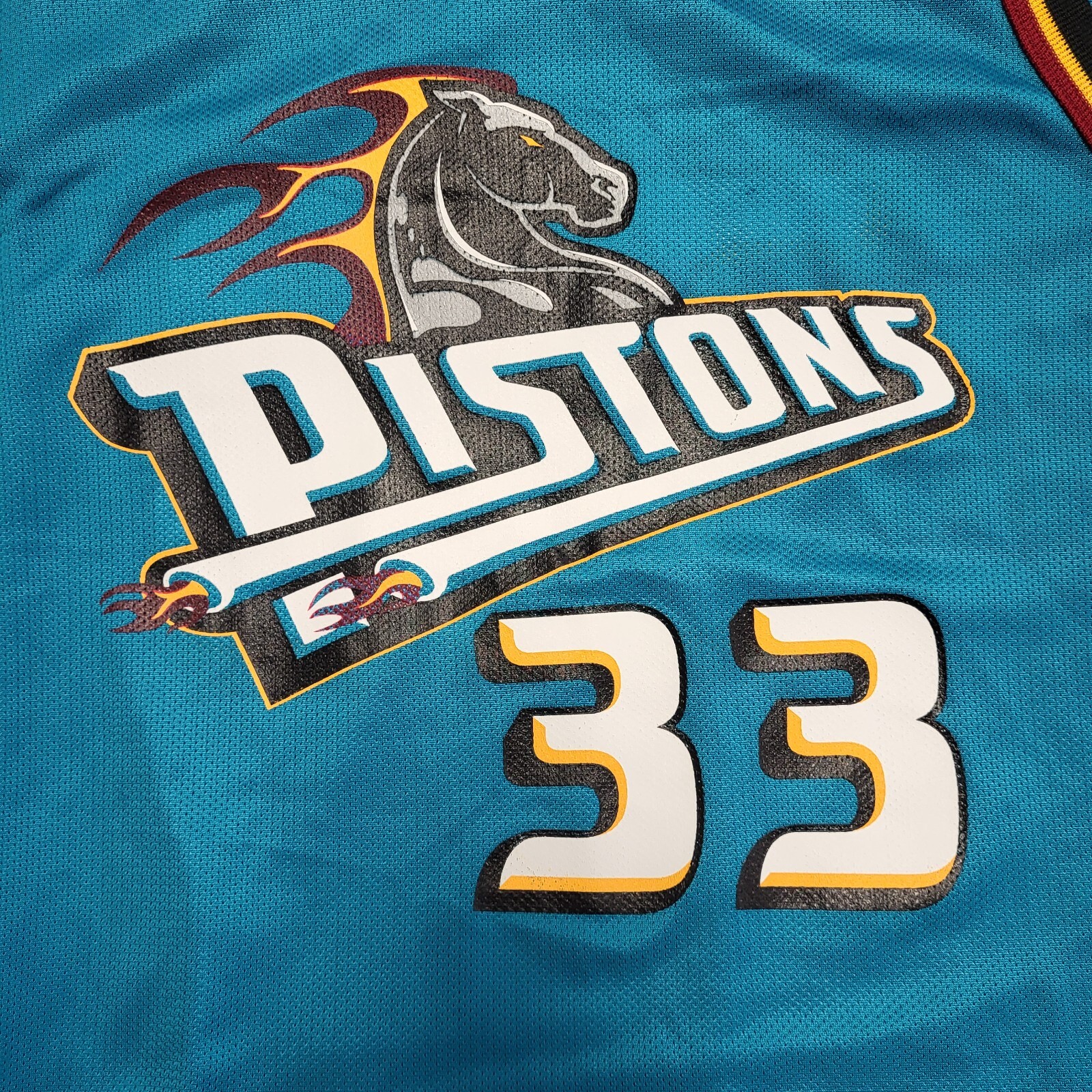 Champion NBA Turquoise Hill No.33 Pistons Basketball Jersey UK Men's XL