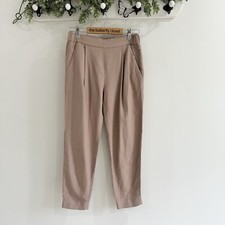 Pantalón ALLSAINTS Aleida Pantalón Pull On Recortado Cónico Plisado, Talla 2 Rosa Desnudo