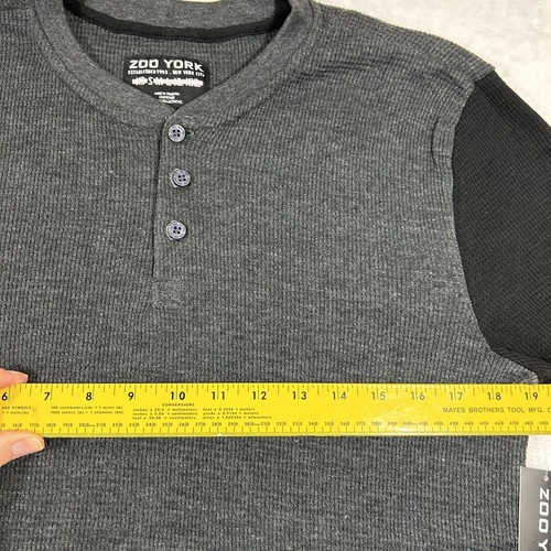 ZOO YORK Thermal Shirt Men S Gray Black Henley Long Sleeve Logo Skater Outdoor - Picture 6 of 9
