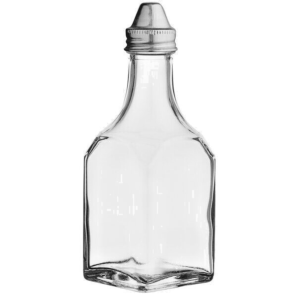 6Ounce Olive Oil and Vinegar Cruet Set, Square Glass Dispensers Rack