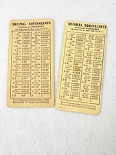 1 VINTAGE DECIMAL EQUIVALENTS - COMPLIMENTS OF MACHINERY