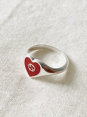 GUCCI HERZ RING MIT INEINANDERGREIFENDEM G (Größe 17) (UVP 270£)