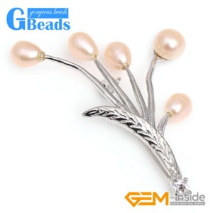 Authentic 45x50mm Freshwater Pearls For Women White Gold Plated Brooch Jewelry