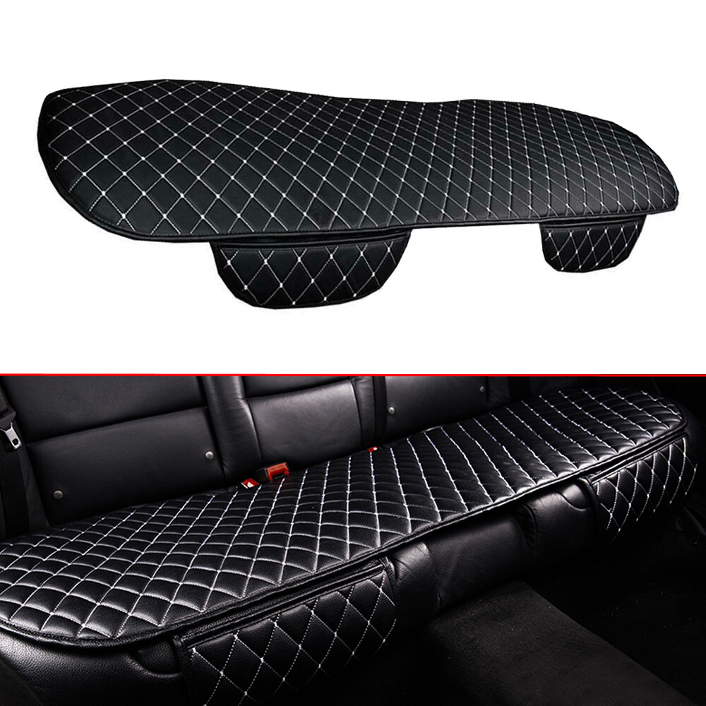 Auto Car Seat Cover Rear Cushion Black PU + White Line Universal Car Accessories