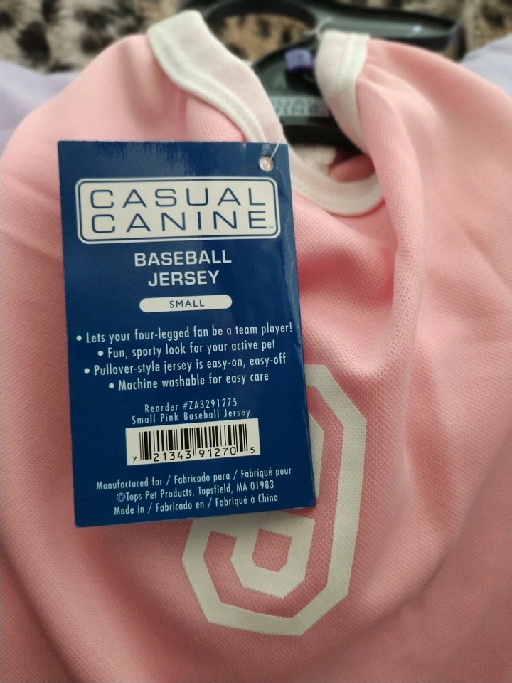 Camiseta deportiva de béisbol informal canina pequeña rosa para perro Foto 4 de 4