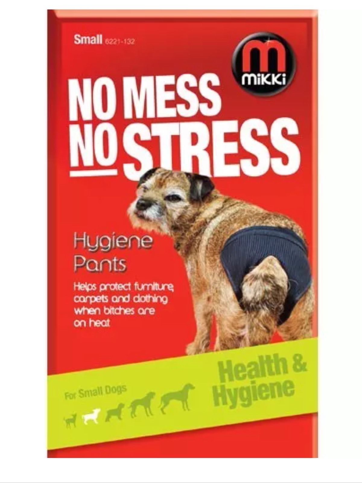 MIKKI DOG HYGIENE PANTS NO MESS NO STRESS FOR DOGS BITCHES ON HEAT IN