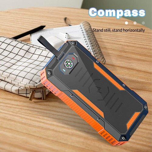Solar Powerbank 46000mAh Externer Batterie Kurbel Ladegerät 3Kabeln Taschenlampe - Zdjęcie 24 z 28