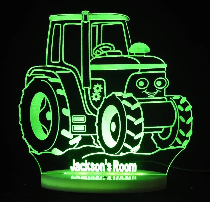 TRACTOR PERSONALISED NAME 3D LED Night Light 7 Colour Change Room Lamp Remote - image 4 of 4