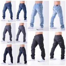 ✅Mens Jeans Crosshatch✅Regular Fit✅Grey✅Blue✅Black Sizes 28"-48" Straight Leg