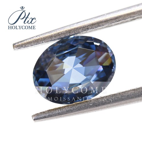 Oval Double Side Rose Cut Loose Moissanite Vivid Blue VVS1 GRA Certificated Gems - Picture 4 of 13