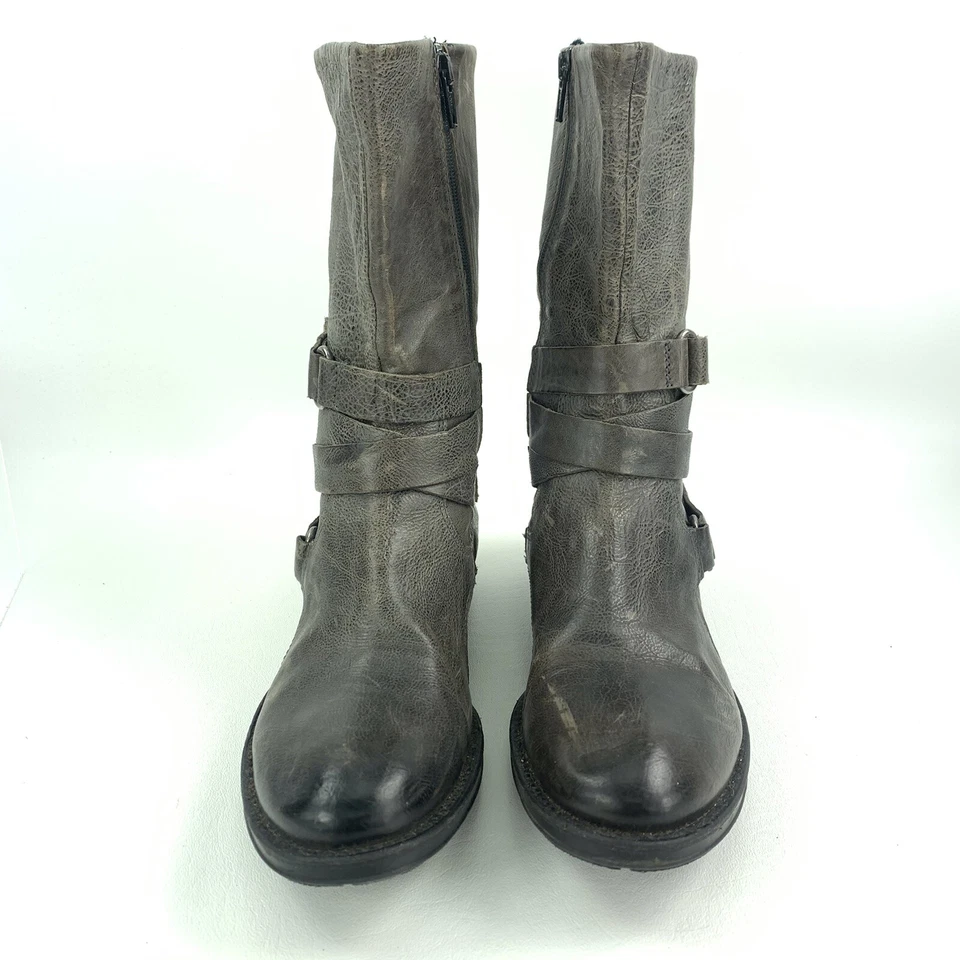 EUC VERA WANG LAVENDER Kipp Brown Leather Harness Moto Boot Size EU 38 US 8 - Image 2 of 4