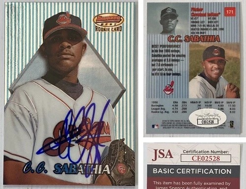 2025 HOF CC Sabathia Signed Autograph 1999 Bowman’s Best RC - JSA Cert - FREE SH