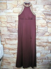 Crystal Doll Burgundy neckline diamonds Long Prom Dress size 13 WJ