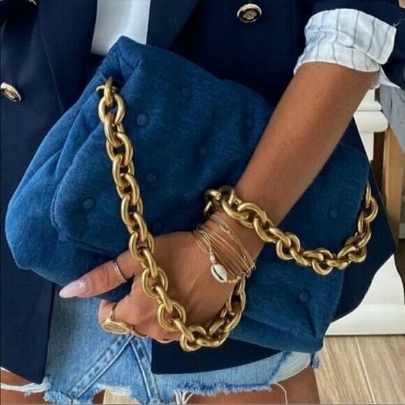 zara denim quilted bolsa