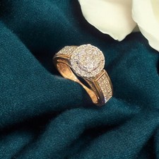 Pave 1.48 ctw Princess Round Cut Invisible Set Diamonds Engagement Ring 14K Gold