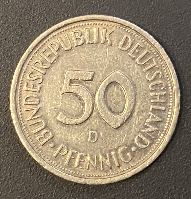 50 Pfennig-Münze, 1985 Jahr,(D,F,), 3,5gram, Sammler-Seltenheit, BRD !
