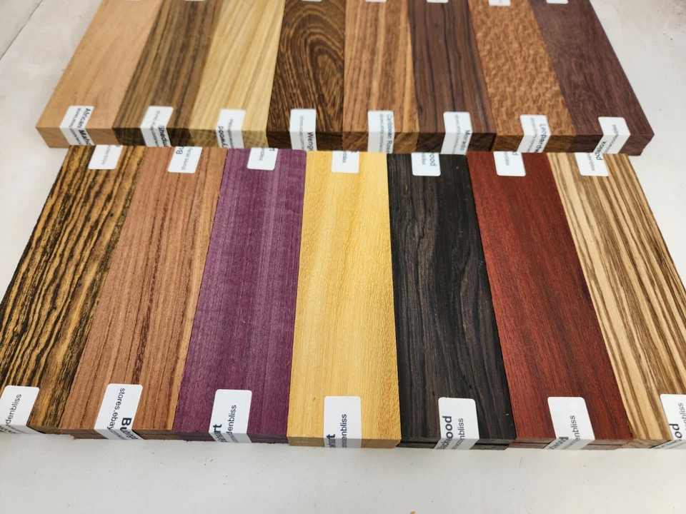 15 escalas de cuchillos diferentes de madera exótica a juego Bocote, madera negra africana K-15 Foto 2 de 4