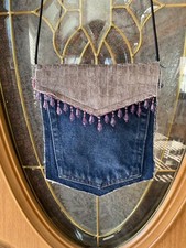  New Hand Made Denim Jean Purse - Tote w/ decorative inside