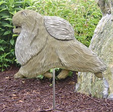 Pomeranian Outdoor Garden Sign Hand Painted Figure Cream