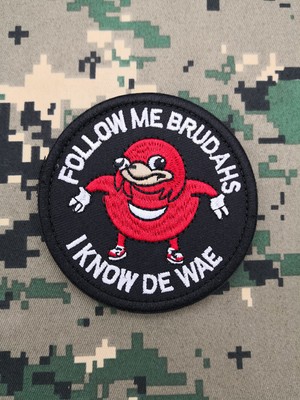 Morton Home-Ugandan Knuckles Patch Follow me I Know De Wae Black Meme Patch